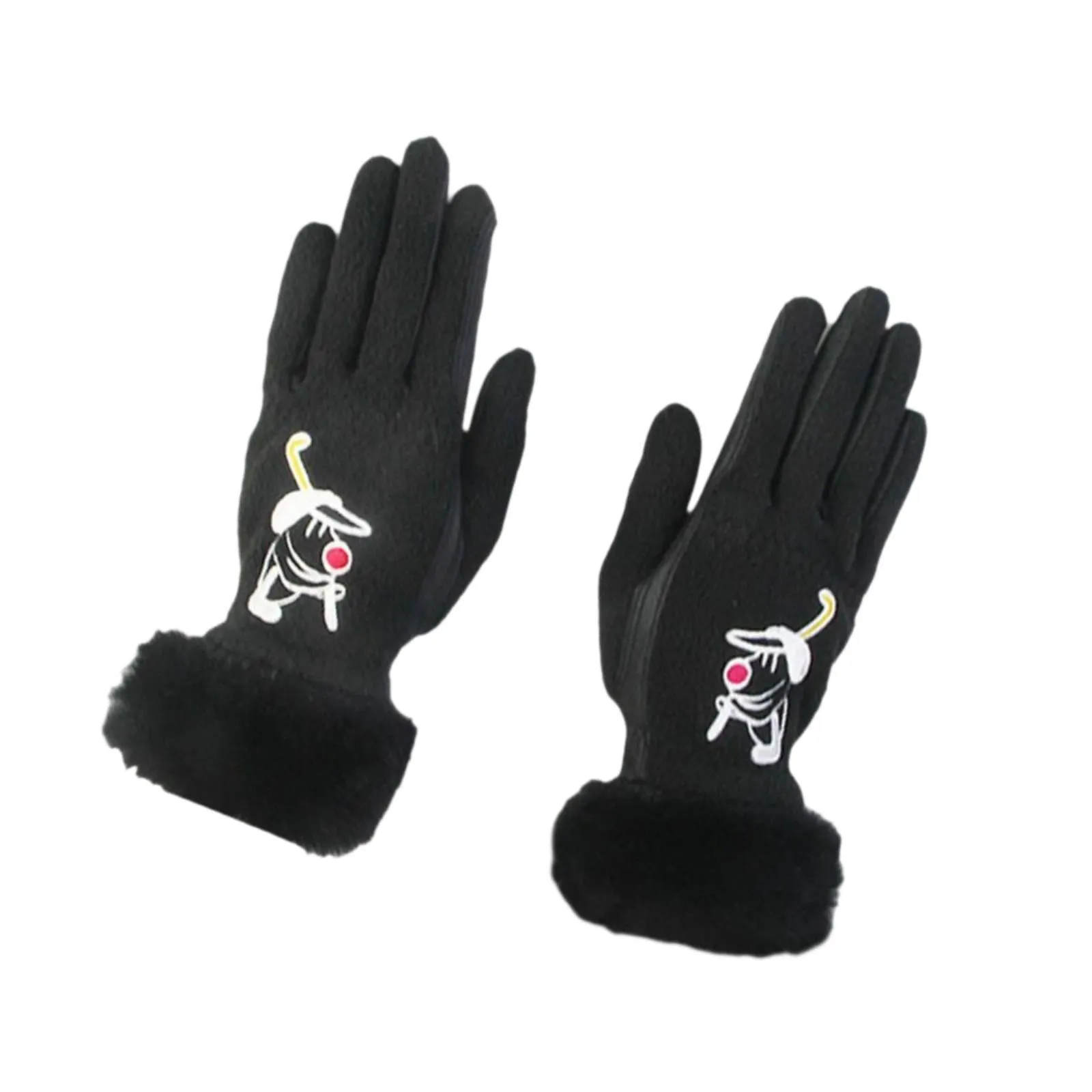 1 Pair of Golf Gloves Winter Training Gloves Mitts for Fishing Biking Hiking Black 18