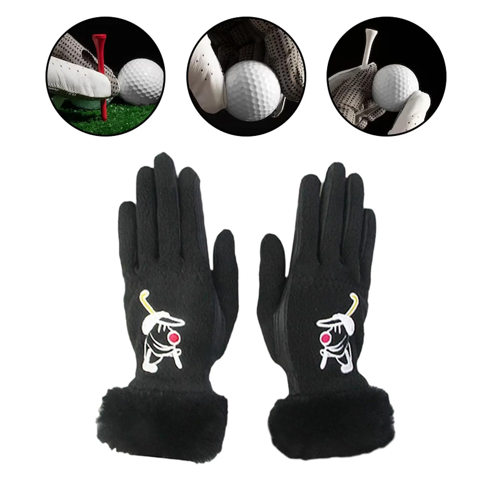 1 Pair of Golf Gloves Winter Training Gloves Mitts for Fishing Biking Hiking Black 18