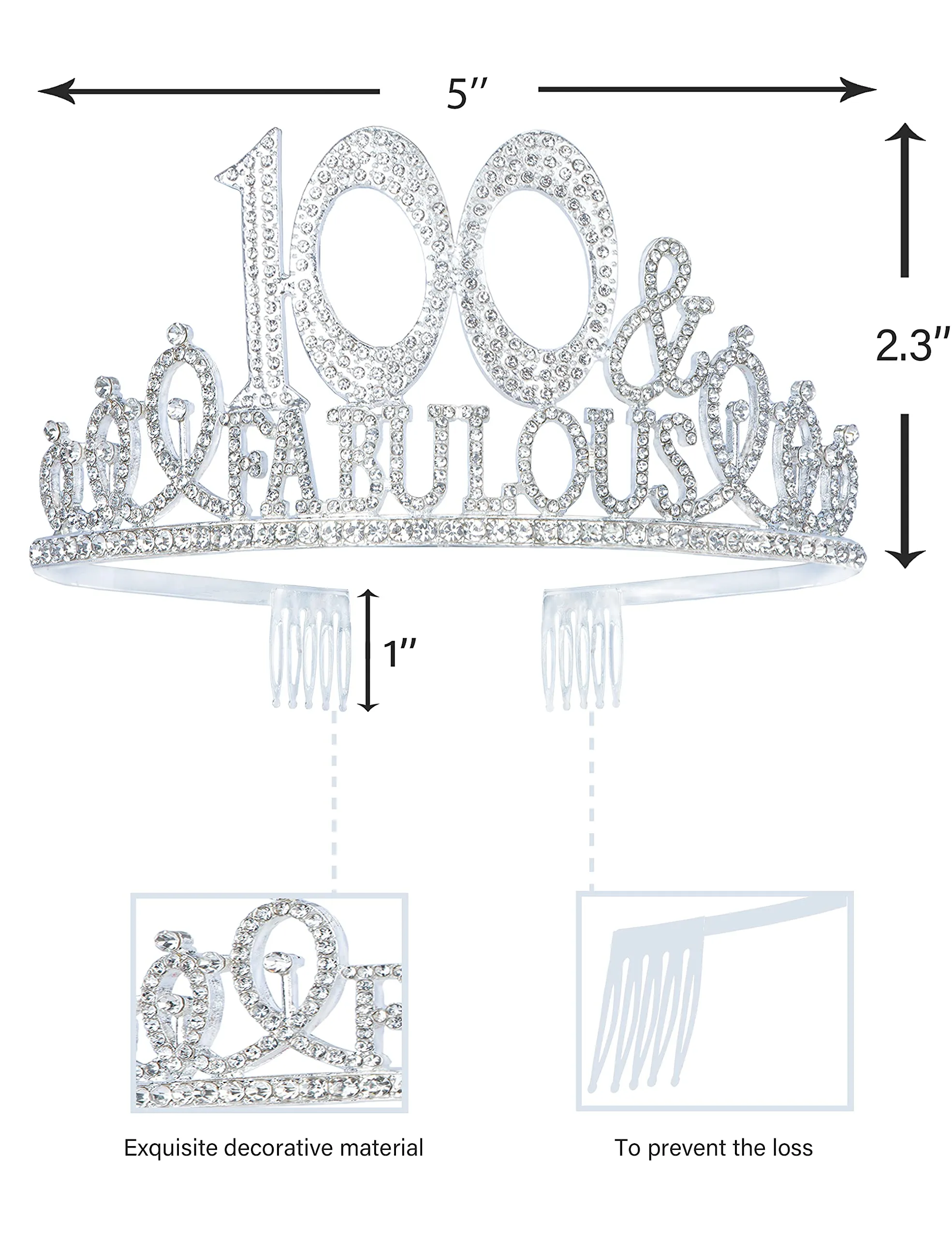 100th Birthday Gifts for Women, 100th Birthday Crown and Sash for Women, 100th Birthday