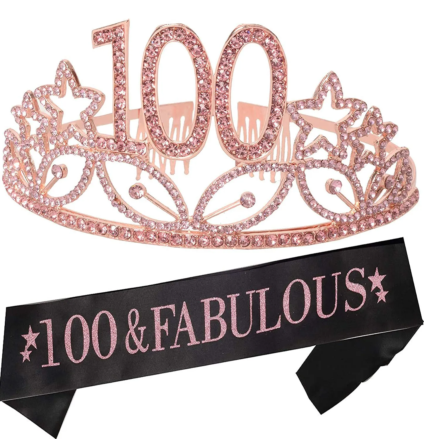 100th Birthday Sash And Tiara For Women - Fabulous Glitter Sash   Waves