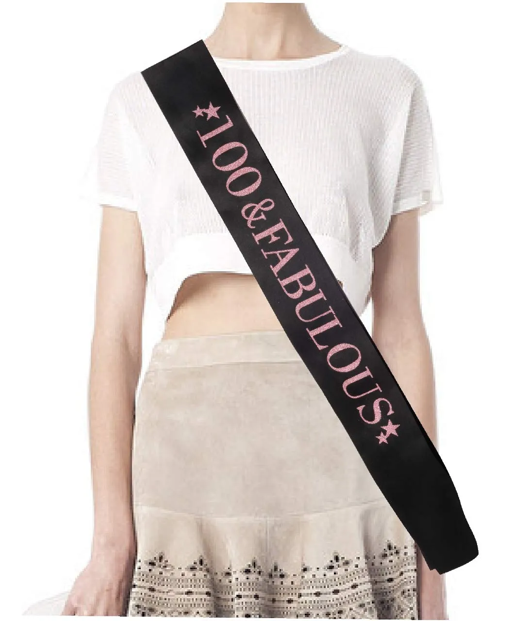 100th Birthday Sash And Tiara For Women - Fabulous Glitter Sash   Waves