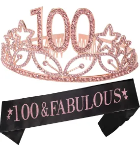 100th Birthday Sash And Tiara For Women - Fabulous Glitter Sash   Waves