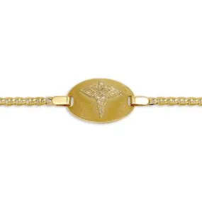 10K Yellow Gold Medic Bracelet with 7 1/2"  Marine Link Chain