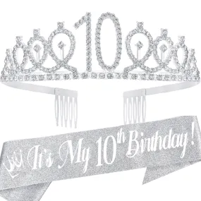 10th Birthday Gifts for Girl, 10th Birthday Tiara and Sash, 10th Birthday Decorations