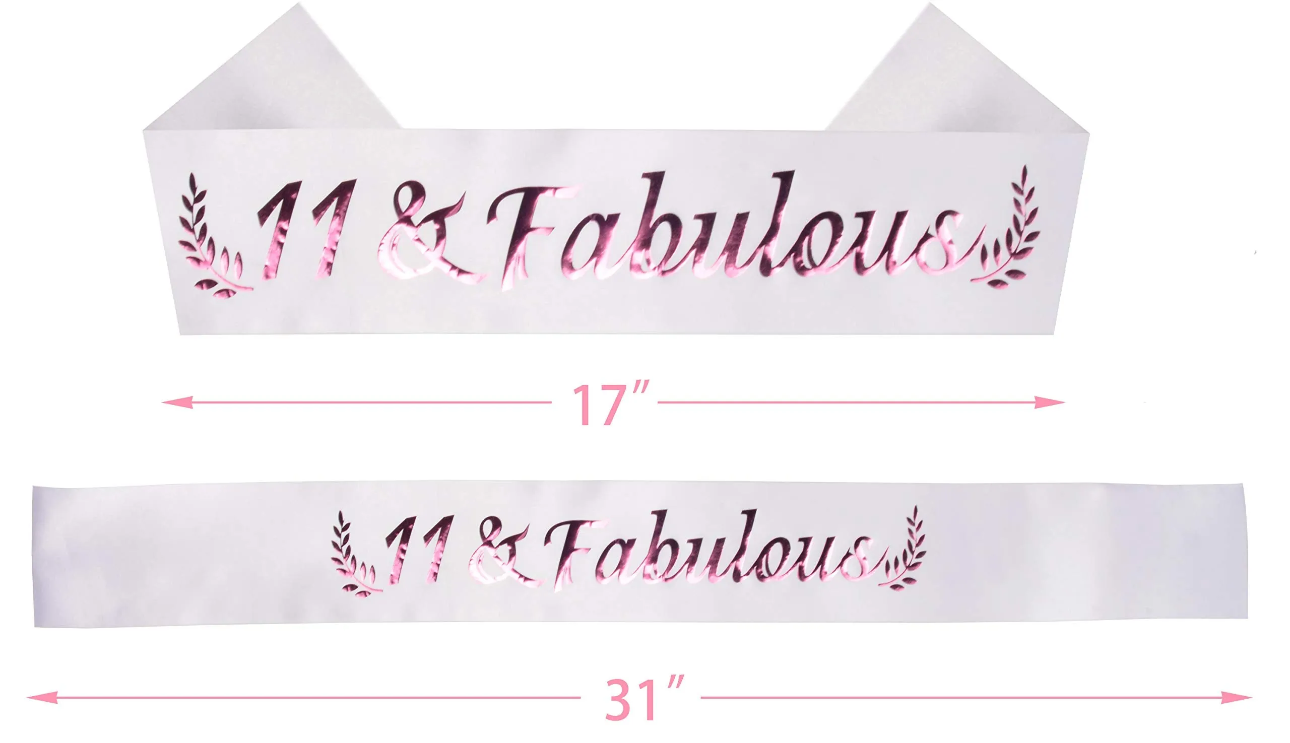 11th Birthday Gifts for Girls, 11th Birthday Tiara and Sash, 11 Fabulous Sash and Crystal