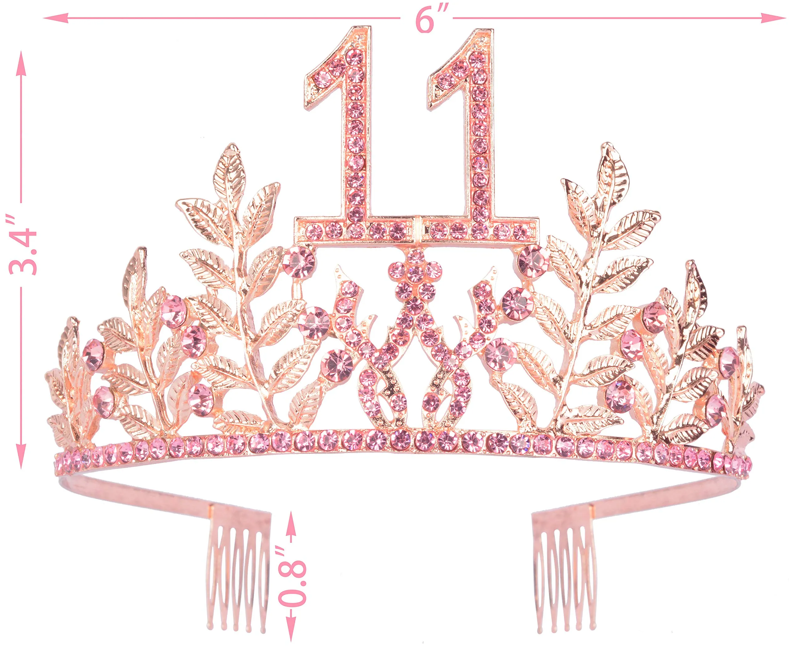 11th Birthday Gifts for Girls, 11th Birthday Tiara and Sash, 11 Fabulous Sash and Crystal