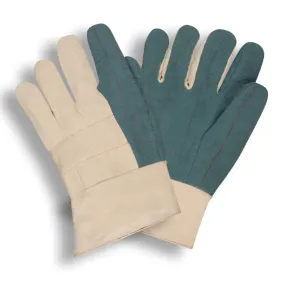 12 Pairs - Cotton Hot Mill Green Quilted Palm Gloves