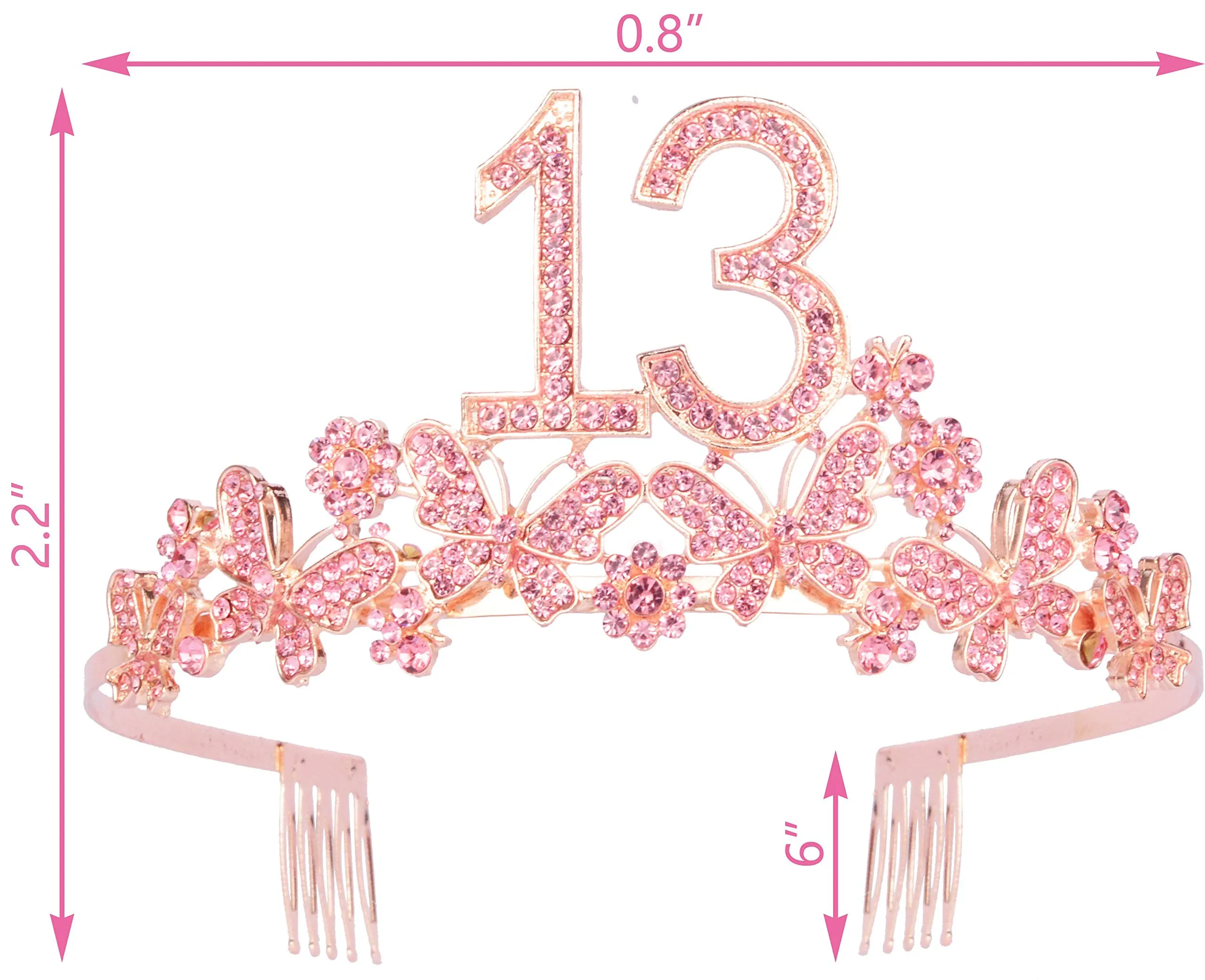 13th Birthday Decorations Party Supplies, 13th Birthday Gifts, Pink 13th Birthday Tiara