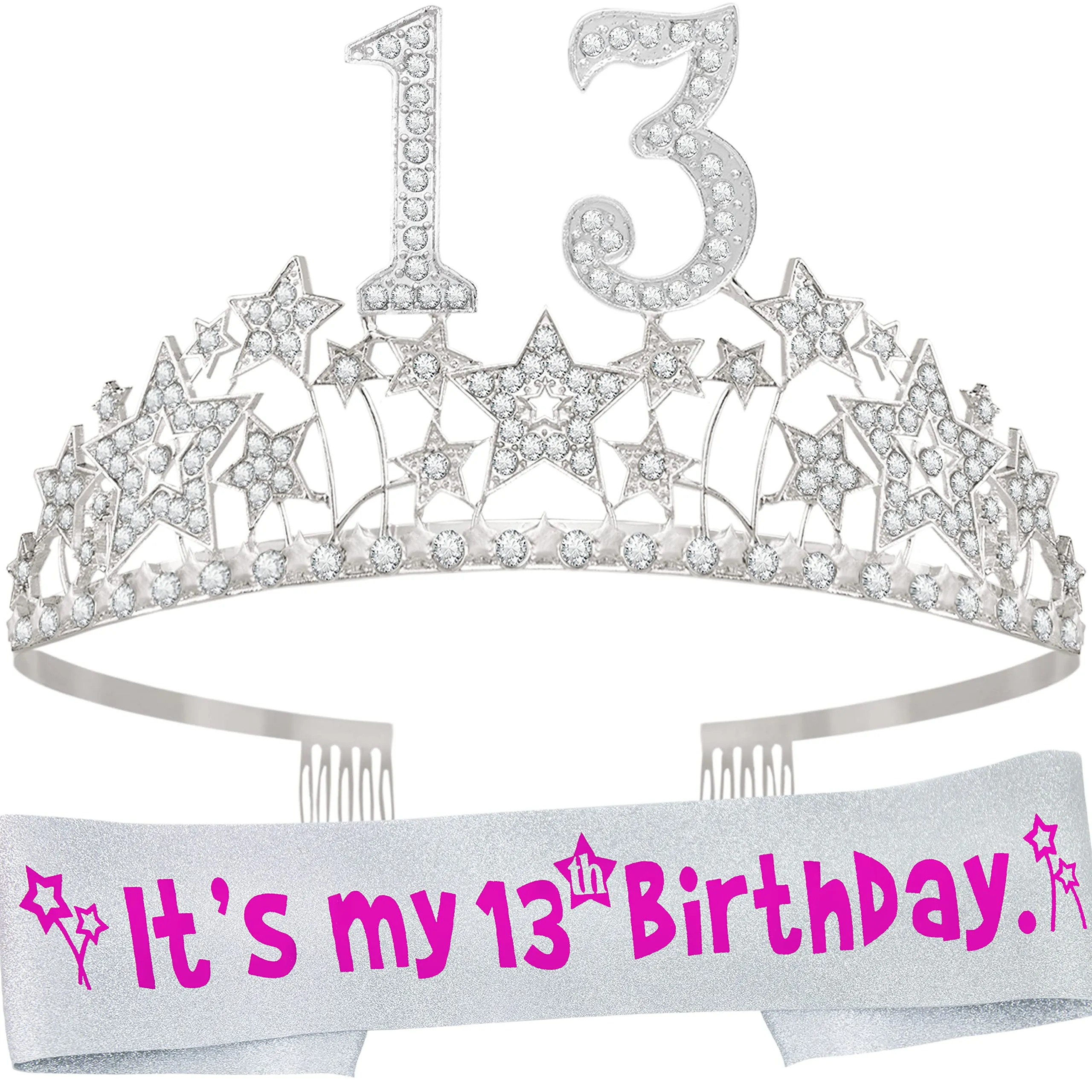 13th Birthday Gifts for Girls, 13th Birthday Tiara and Sash, 13th Birthday Decorations