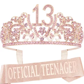 13th Birthday Gifts for Girls, 13th Birthday Tiara and Sash, 13th Birthday Decorations