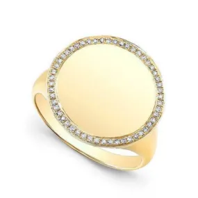 14K GOLD DIAMOND SIGNET RING