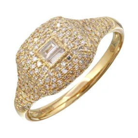 14K Gold Micro Pave Signet Diamond Ring