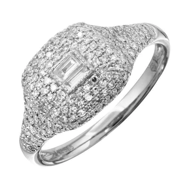 14K Gold Micro Pave Signet Diamond Ring