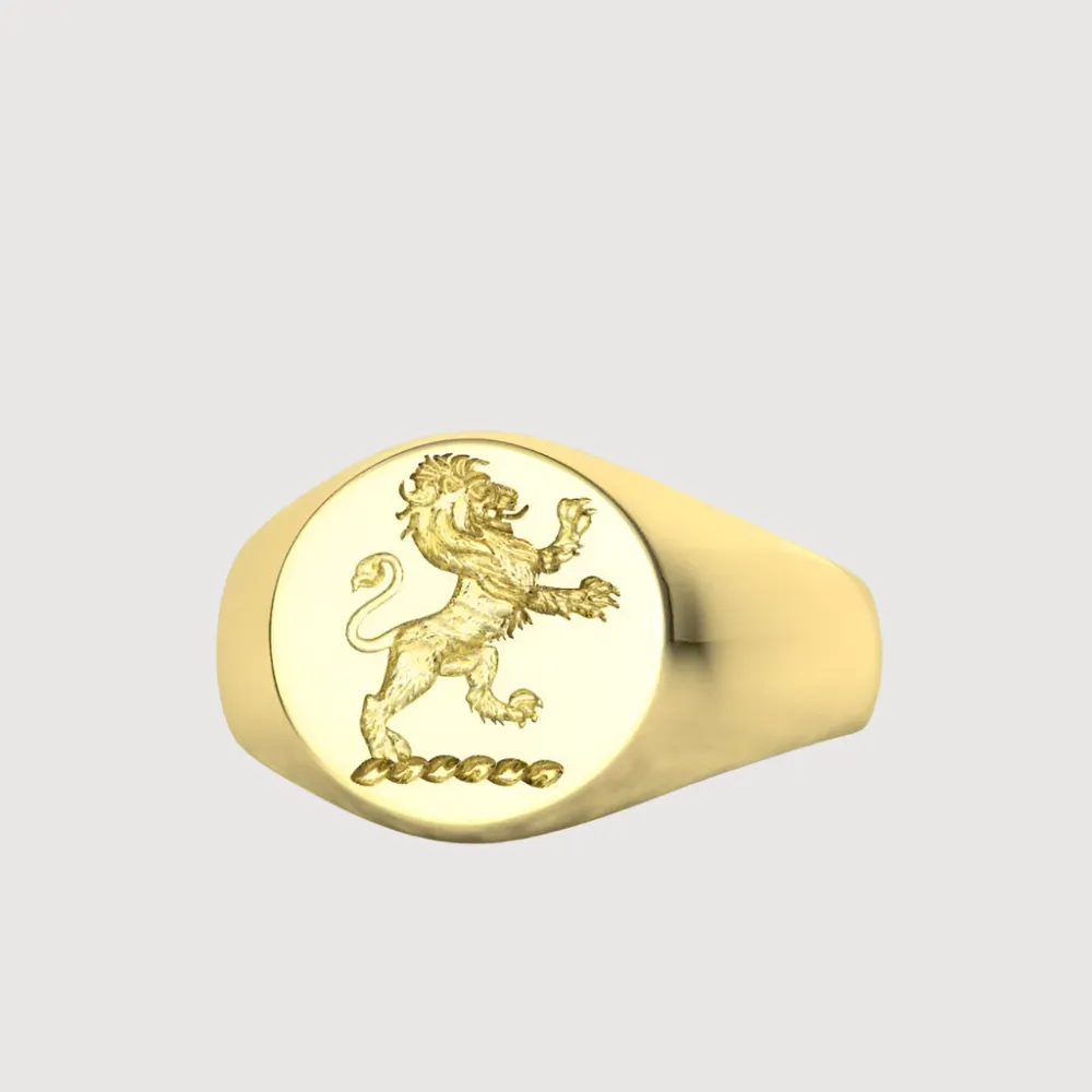 14k Gold Scottish Rampant Lion Signet Ring