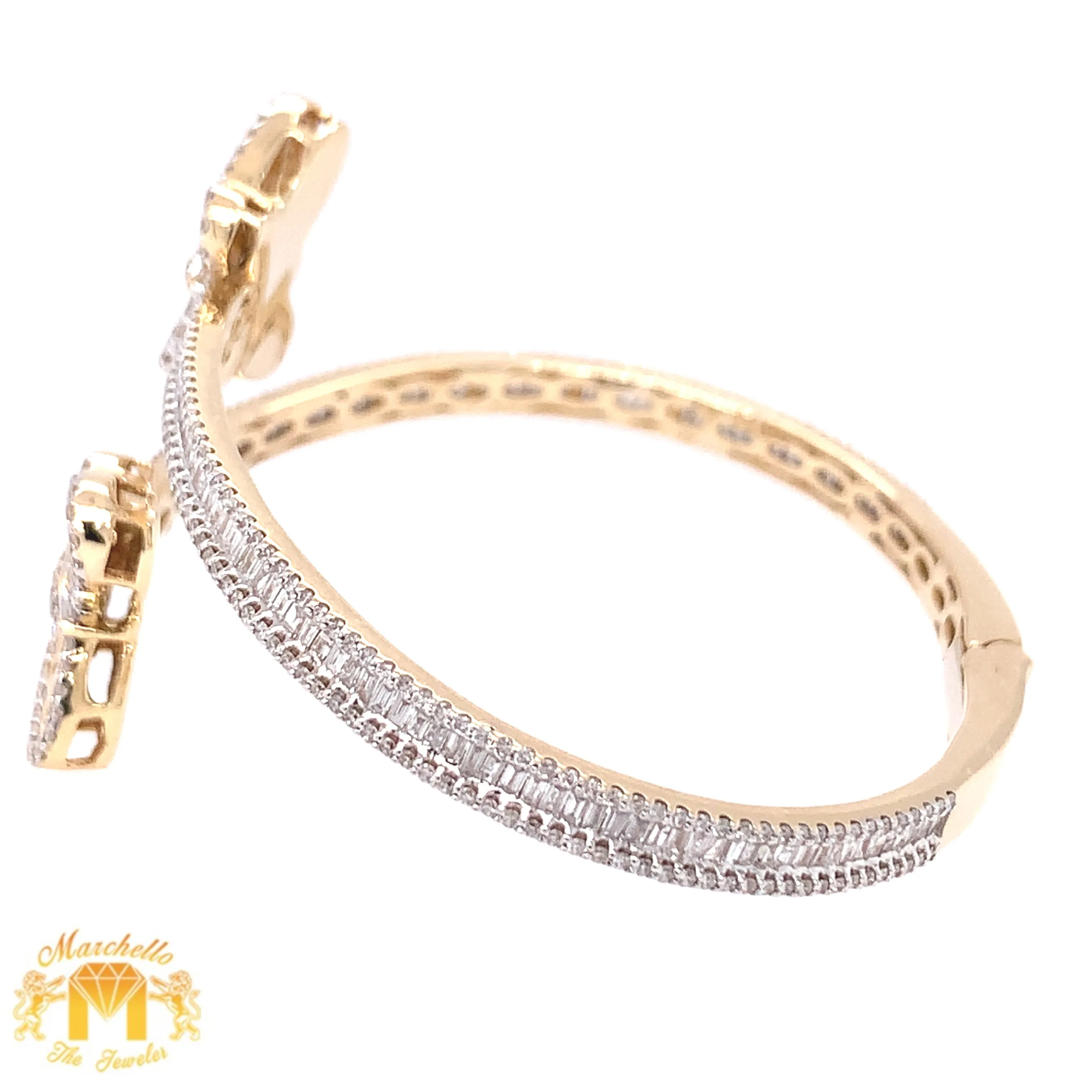 14k Gold Twin Butterflies Bangle Diamond Bracelet