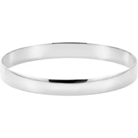 14K White 8 mm Half Round Bangle 7 3/4" Bracelet