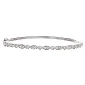 14k White Gold Diamond Bangle