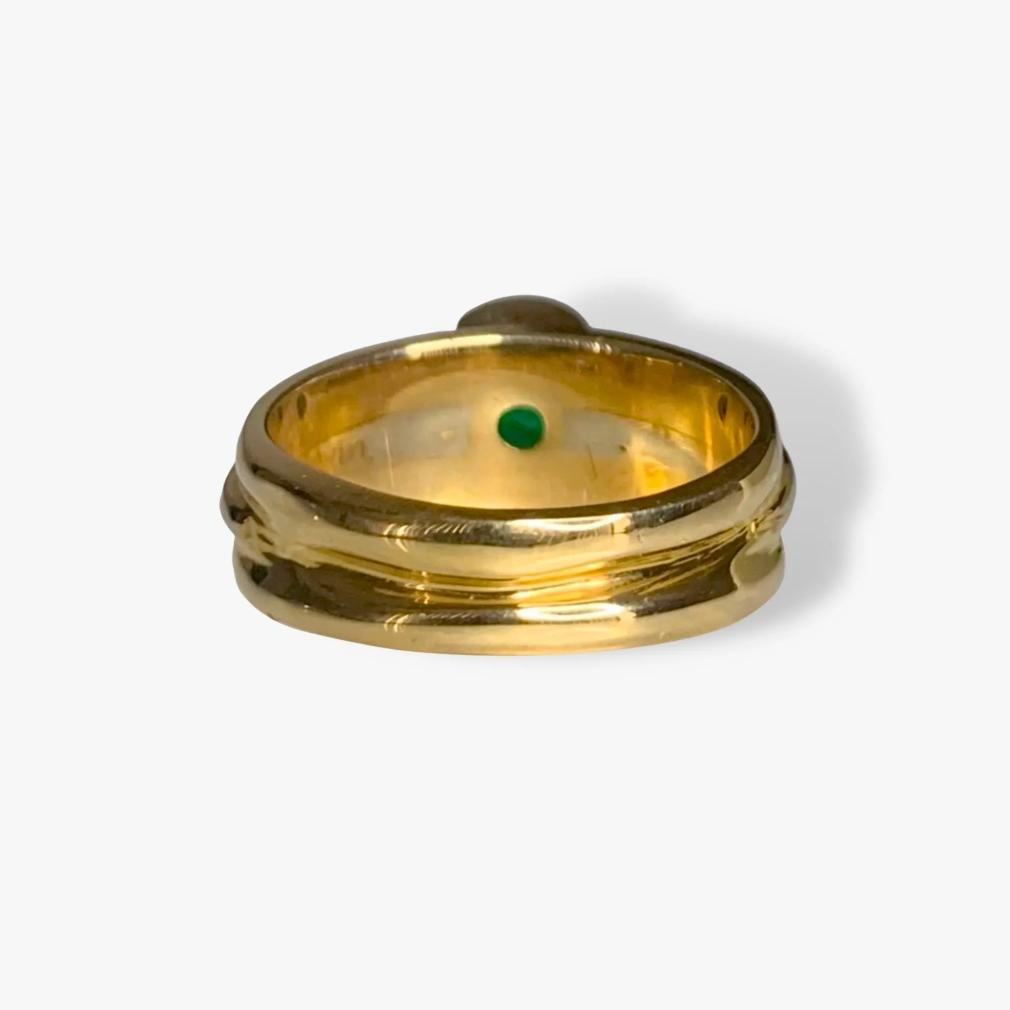 14k Yellow and White Gold Emerald and Diamond Vintage Signet Ring