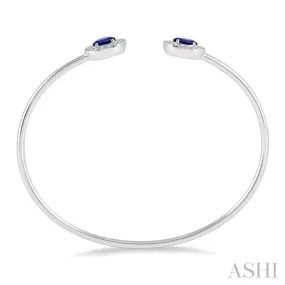 1/5 Ctw Oval Cut 6x4mm Sapphire & Round Cut Diamond Precious Flexi Bangle in 14K White Gold