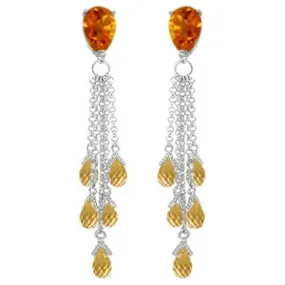 15.5 Carat 14K Solid White Gold Chandelier Earrings Briolette Citrine