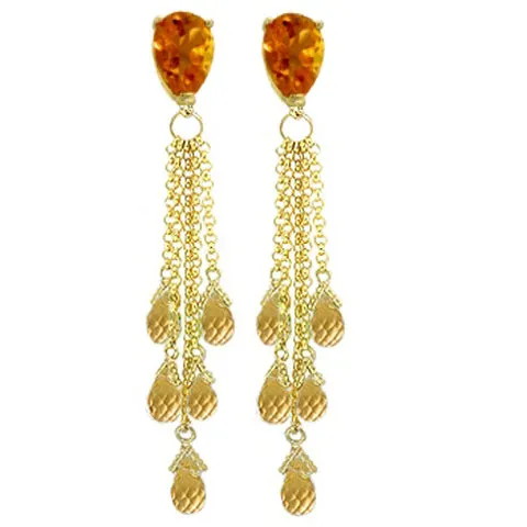 15.5 Carat 14K Solid White Gold Chandelier Earrings Briolette Citrine