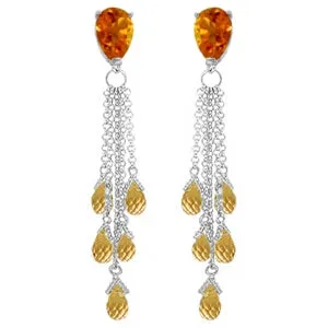 15.5 Carat 14K Solid White Gold Chandelier Earrings Briolette Citrine