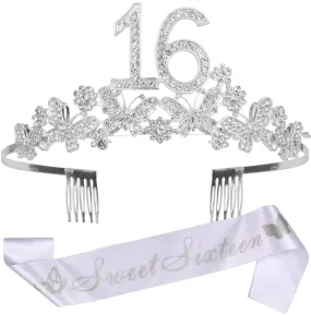 16th Birthday Decorations Party Supplies, 16th Birthday Gifts for Women, Silver 16th