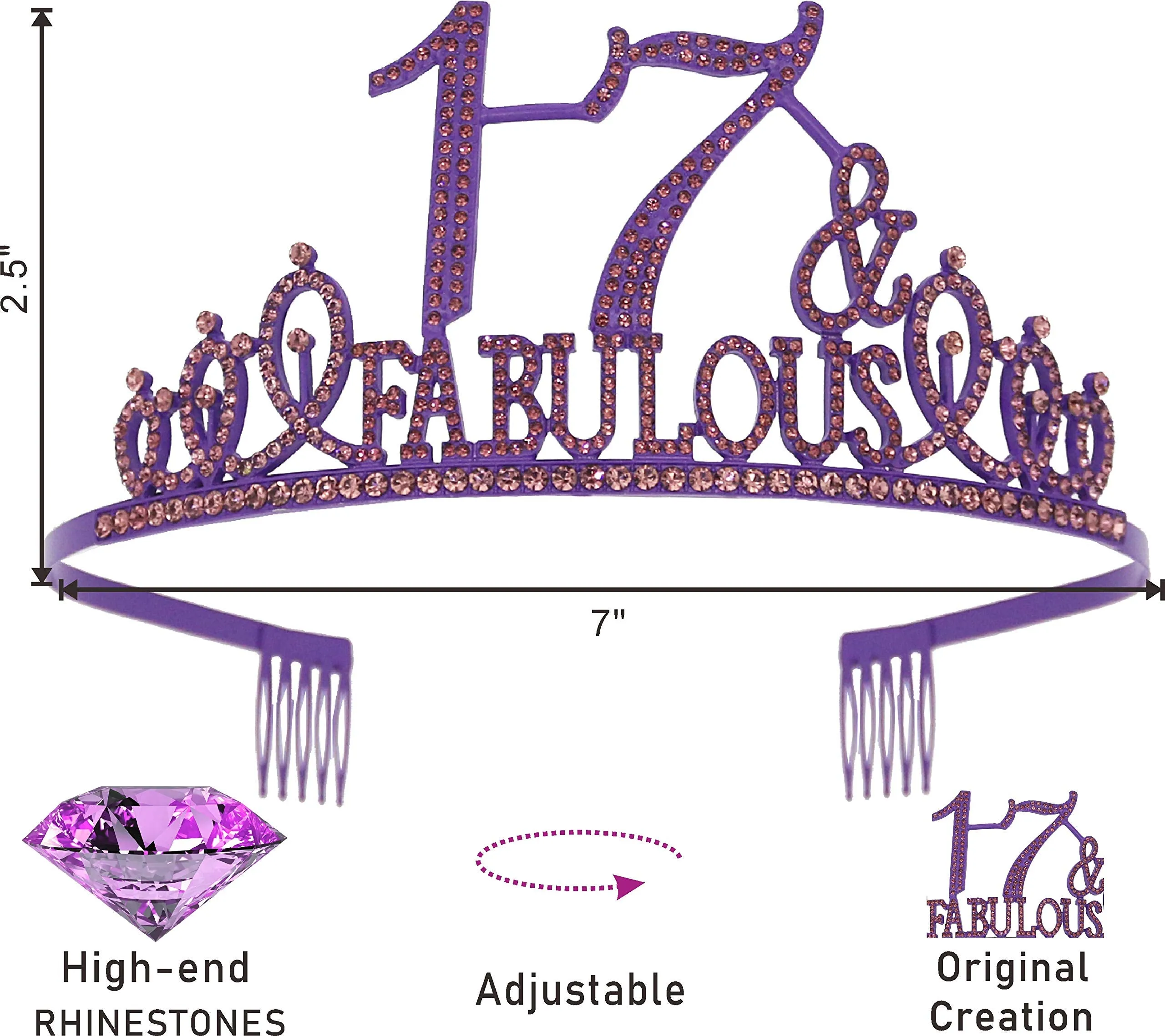 17th Birthday, 17th Birthday Gifts for Girls, 17th Birthday Tiara and Sash Purple, 17th