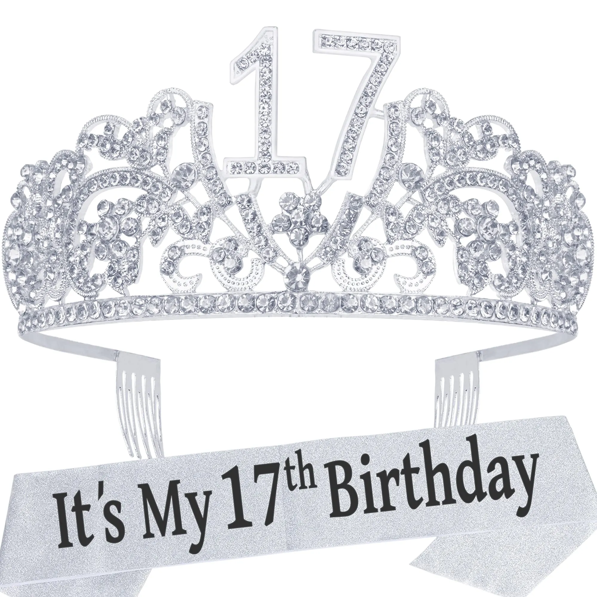 17th Birthday Gifts for Girls, 17th Birthday Tiara and Sash, 17th Birthday Decorations