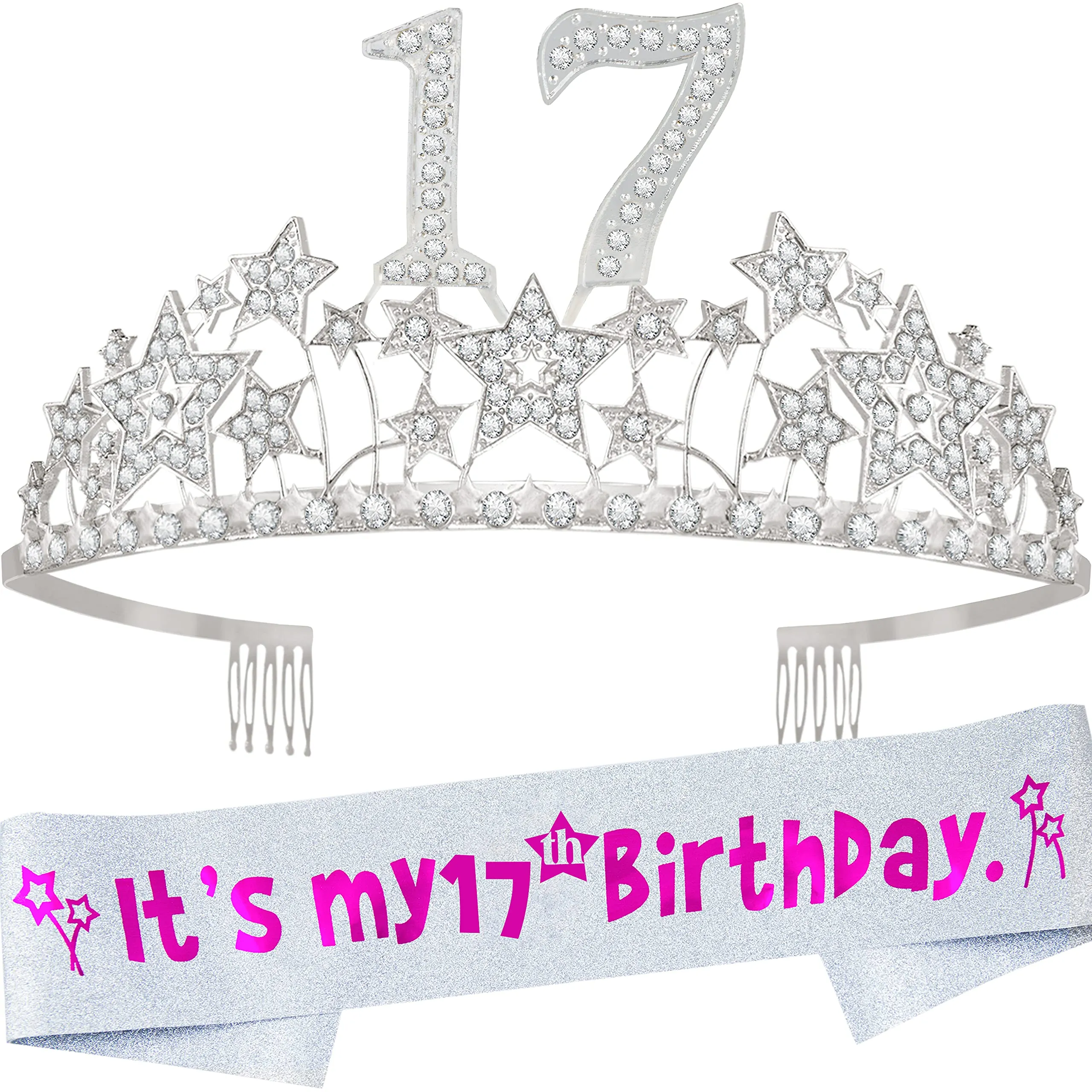 17th Birthday Gifts for Girls, 17th Birthday Tiara and Sash, 17th Birthday Decorations