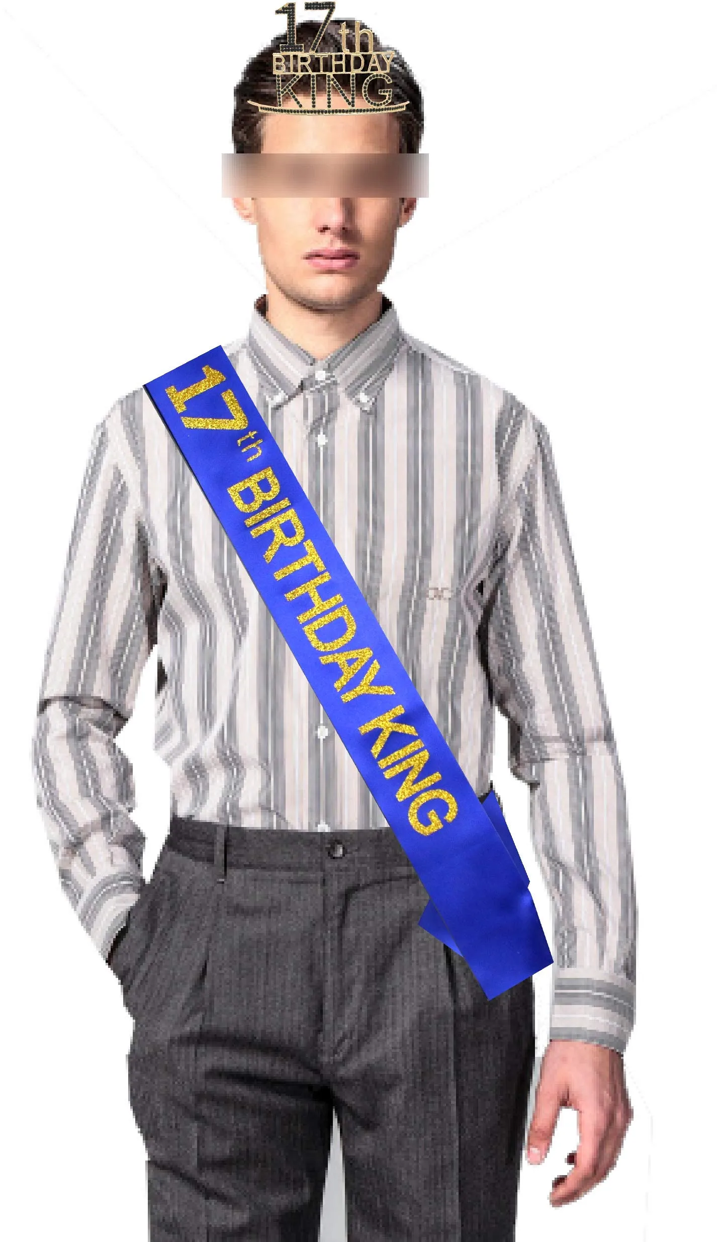 17th Birthday King Crown, 17th Birthday Gifts for Boy, 17th Birthday King Sash, 17th