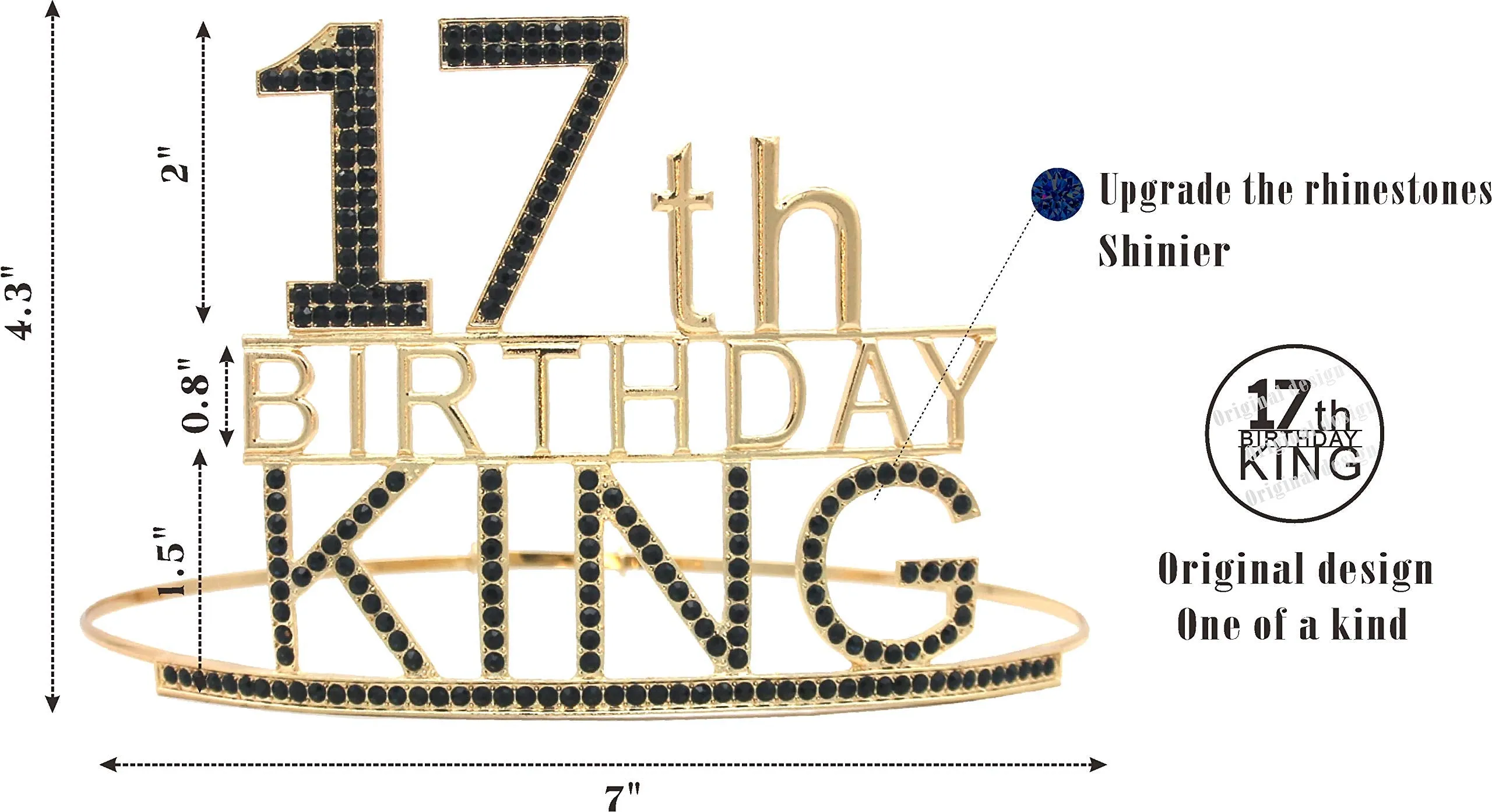 17th Birthday King Crown, 17th Birthday Gifts for Boy, 17th Birthday King Sash, 17th