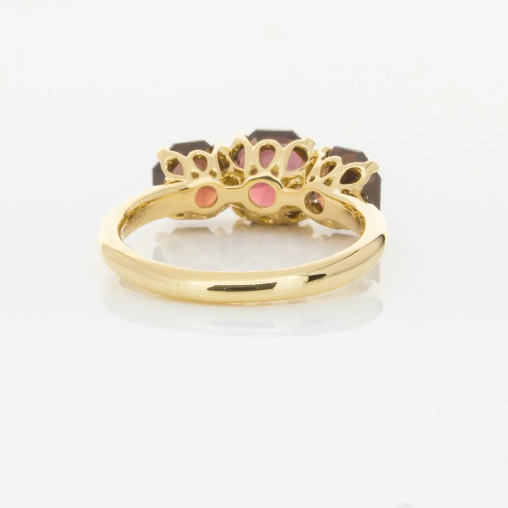 18ct Yellow Gold Three Stone Garnet Octavia Ring