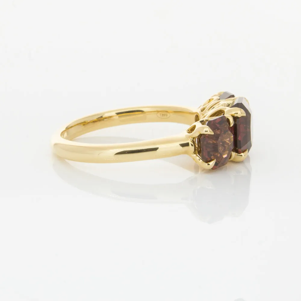 18ct Yellow Gold Three Stone Garnet Octavia Ring