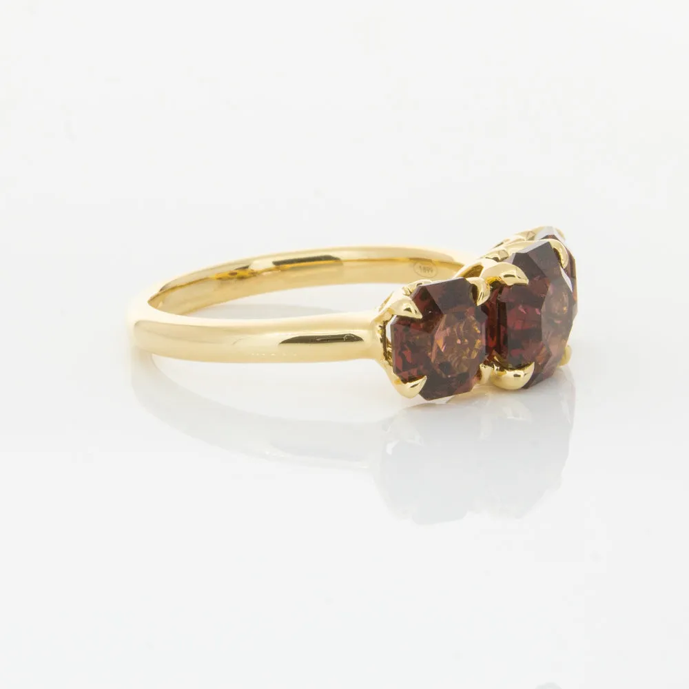 18ct Yellow Gold Three Stone Garnet Octavia Ring