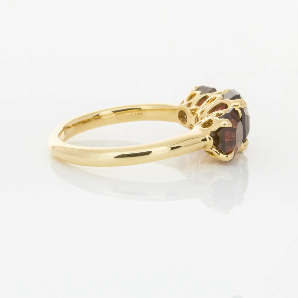 18ct Yellow Gold Three Stone Garnet Octavia Ring