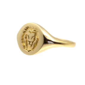 18k Lion Signet Gold Ring by VicStoneNYC Fine Jewelry