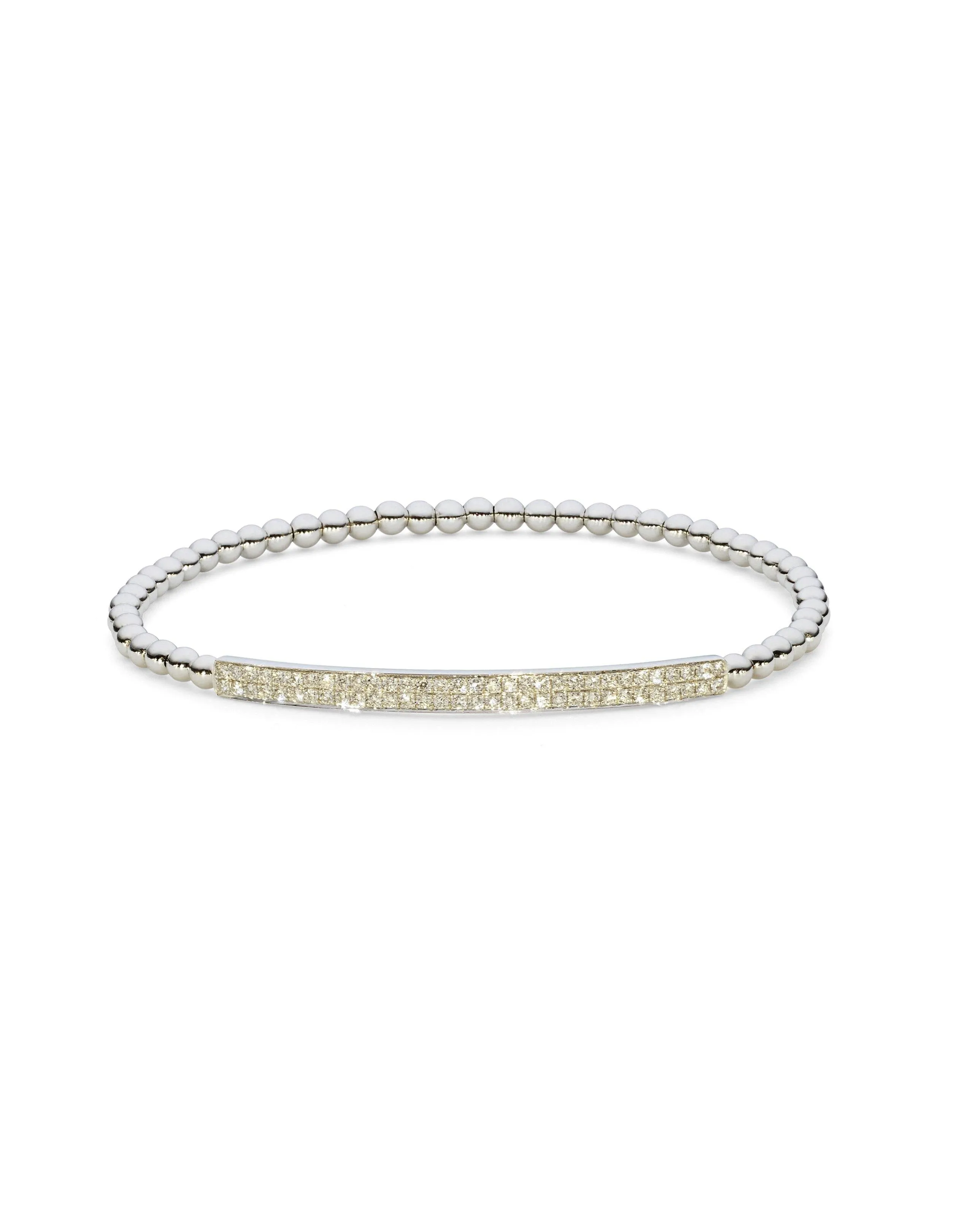 18K Yellow Gold Diamond Bangle W/ 0.59ct Diamonds & Stretchable Band