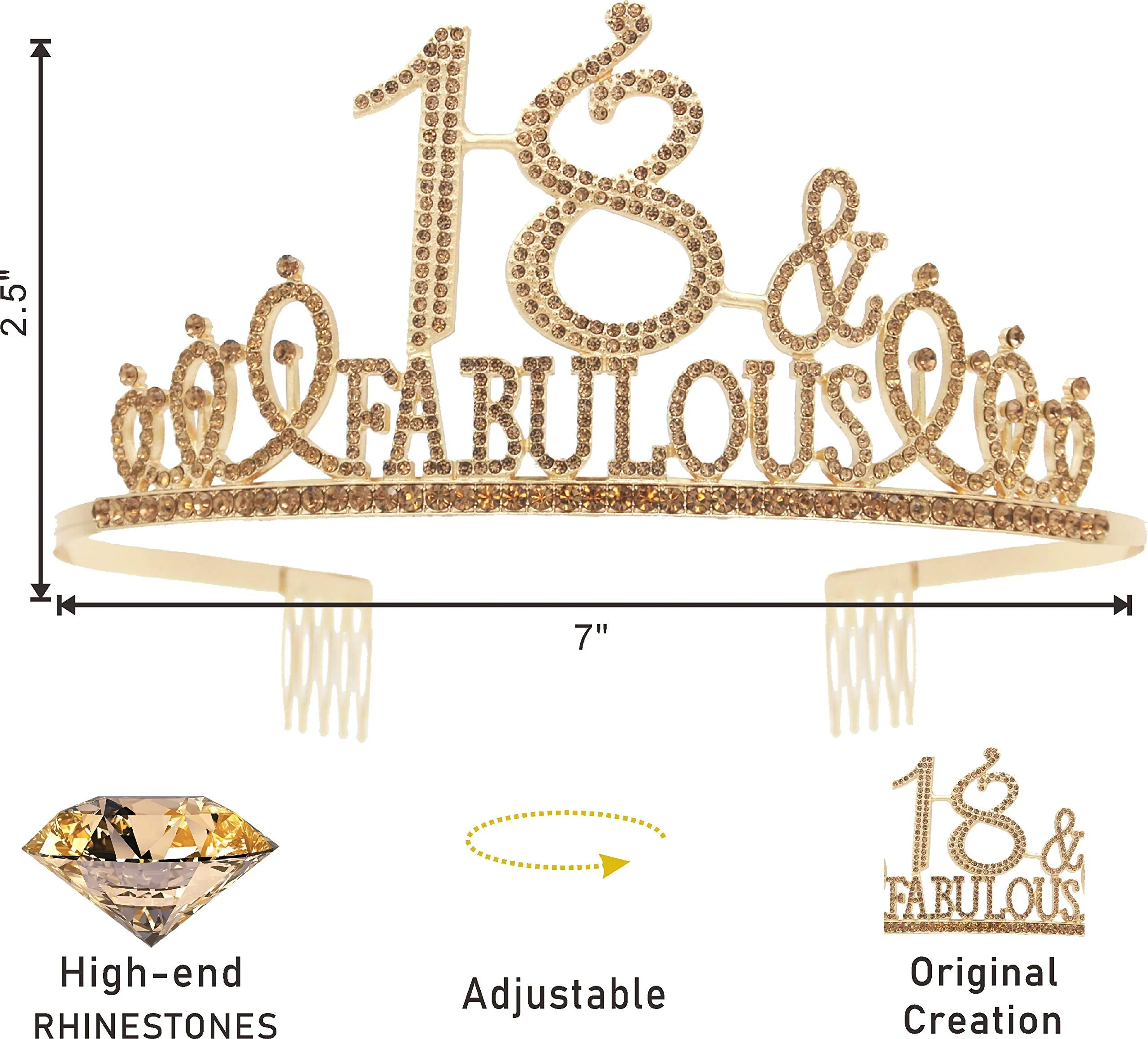 18th Birthday, 18th Birthday Decorations for Girls, 18th Birthday Tiara and Sash Gold