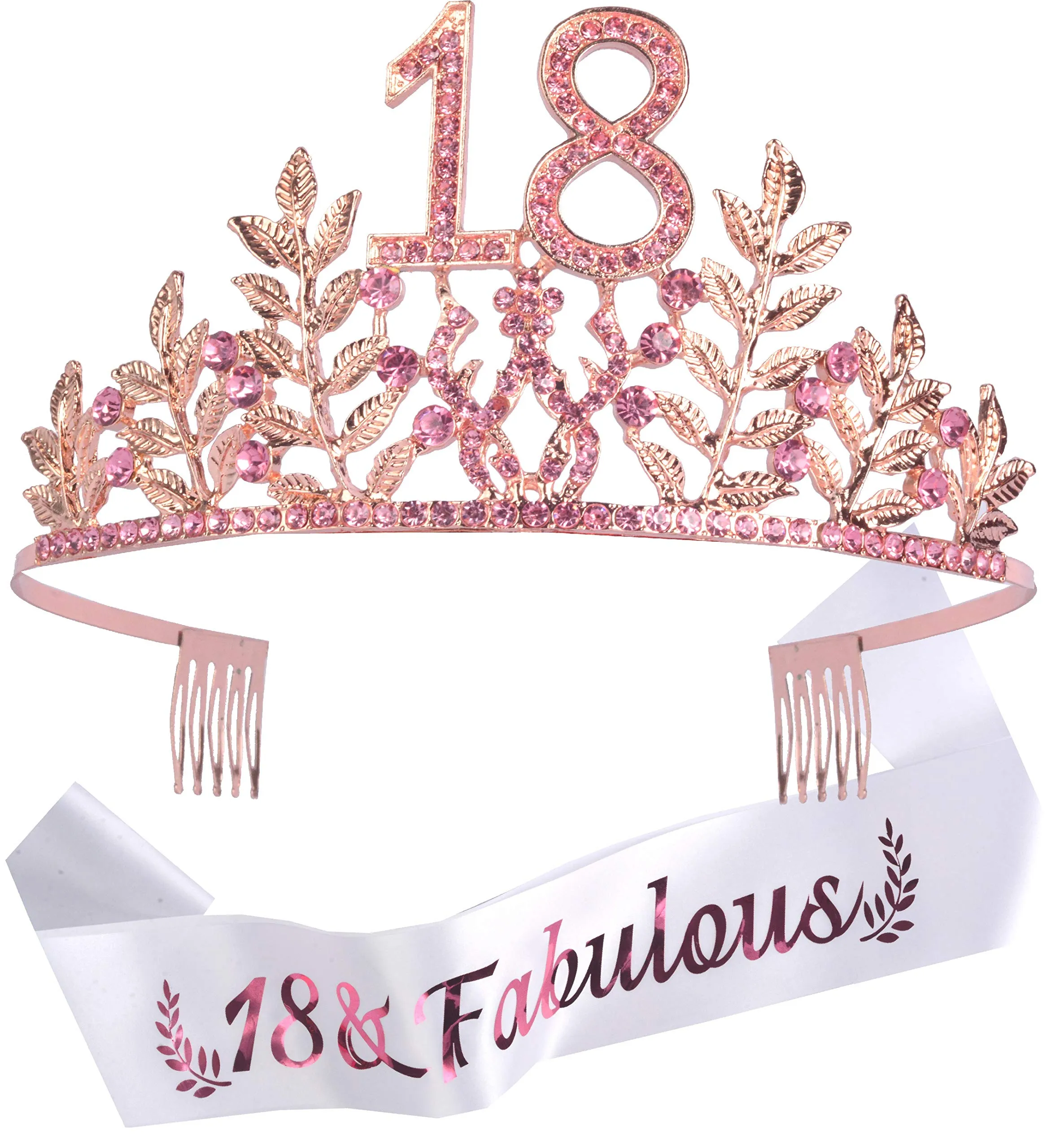 18th Birthday Gifts for Girls, 18th Birthday Tiara and Sash, 18 Fabulous Sash and Crystal