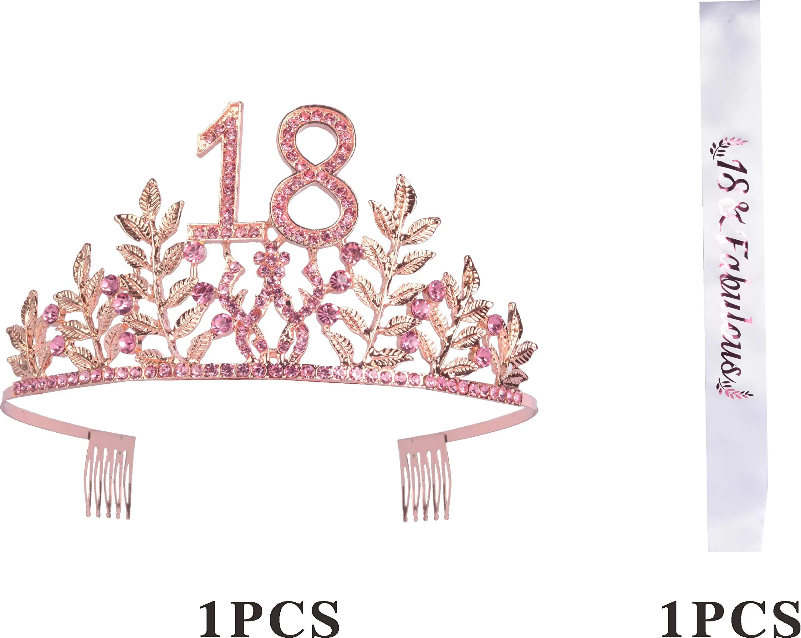 18th Birthday Gifts for Girls, 18th Birthday Tiara and Sash, 18 Fabulous Sash and Crystal