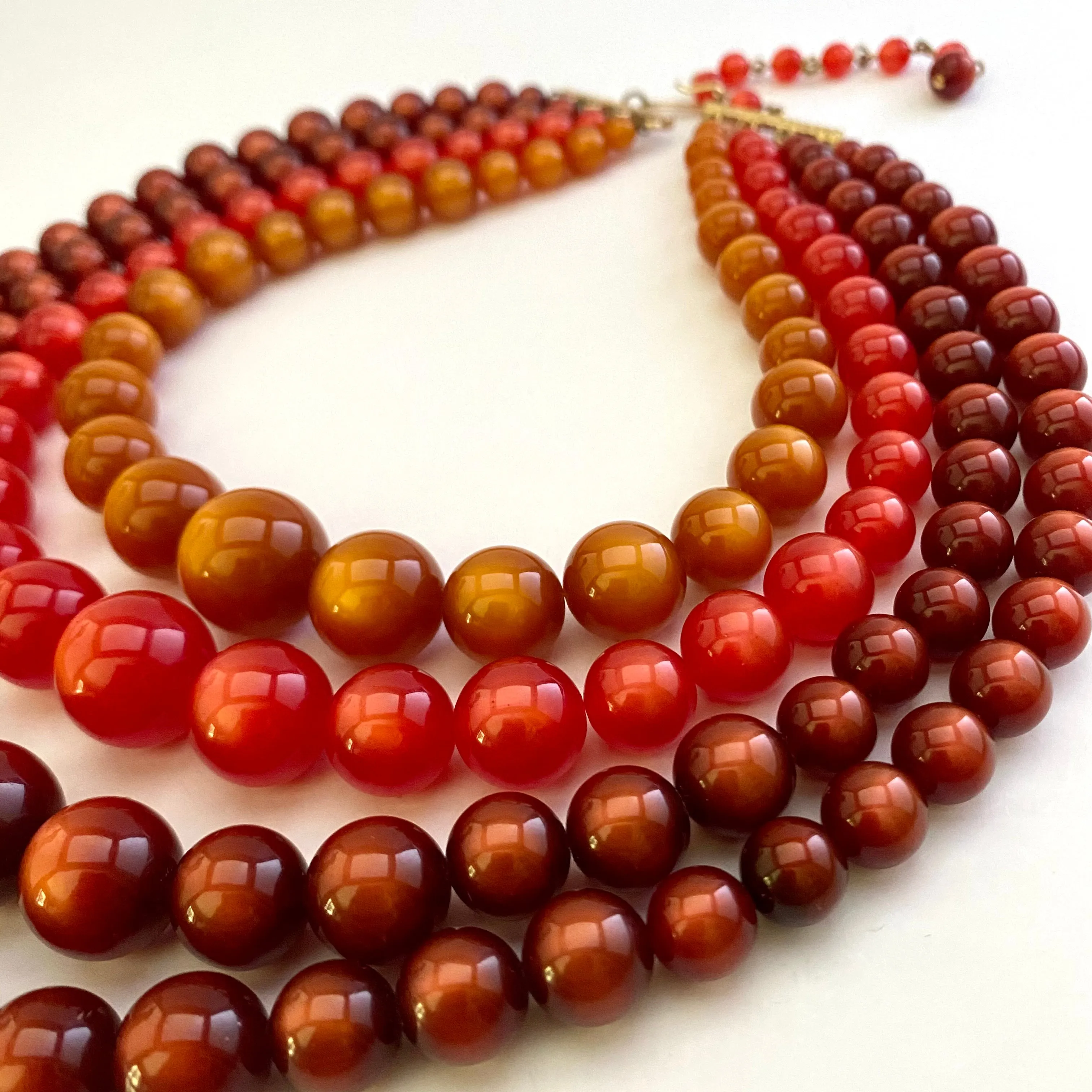 1960s 4 Strand Moonglow Bead Necklace