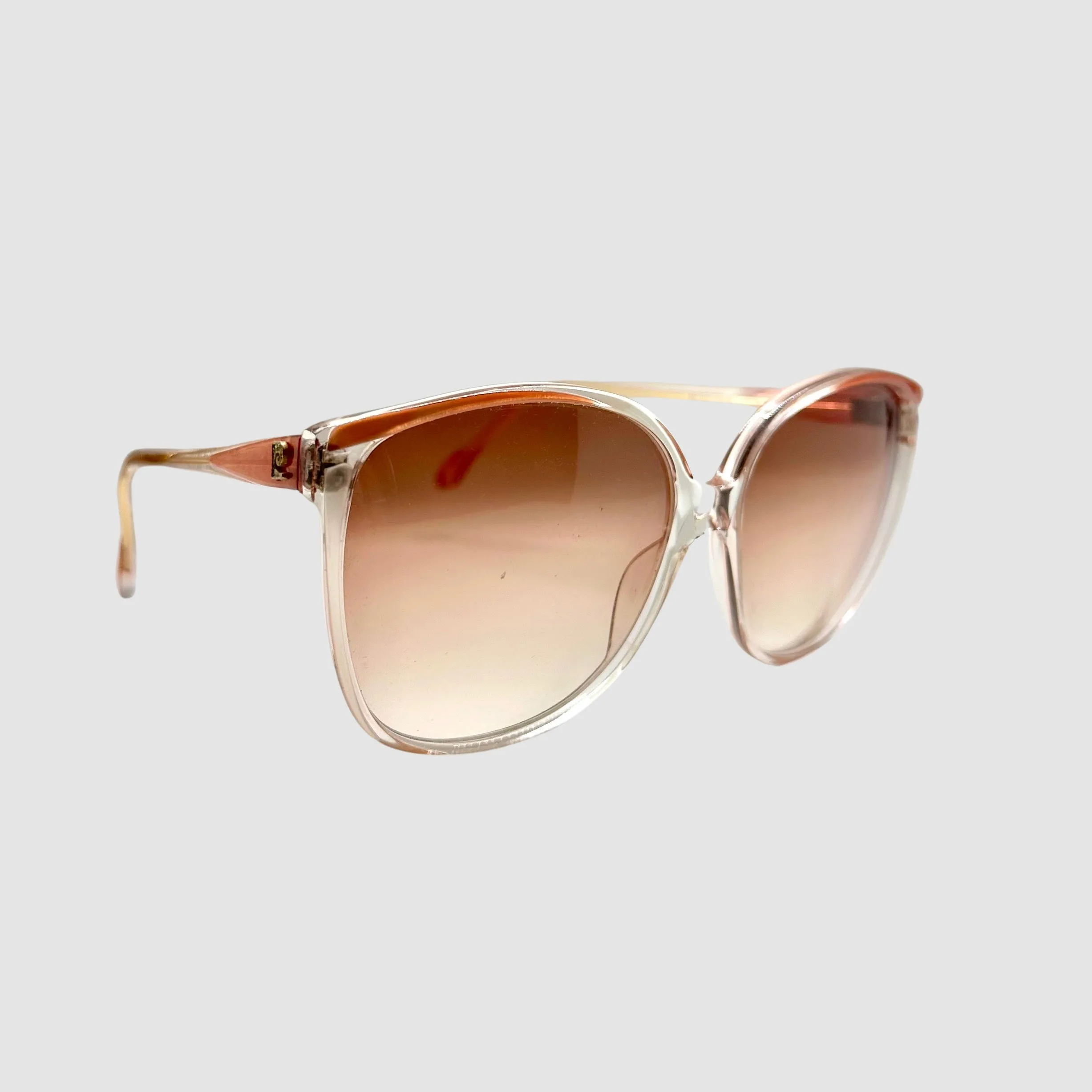 1970s Pierre Cardin Oversized Sunglasses, Pink Gradient Resin Glasses Frames