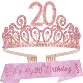 20th Birthday, 20th Birthday Gifts, 20th Birthday Tiara, 20th Birthday Tiara and Sash