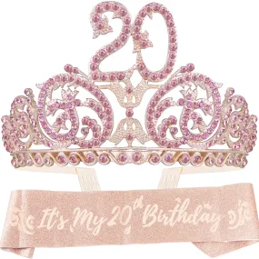 20th Birthday, 20th Birthday Gifts for Women, 20th Birthday Tiara and Sash, 20th Birthday