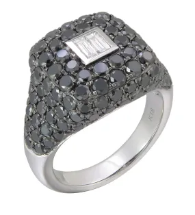 2.52ctw Black Diamond 18K White Gold & Black Rhodium Pinky Ring