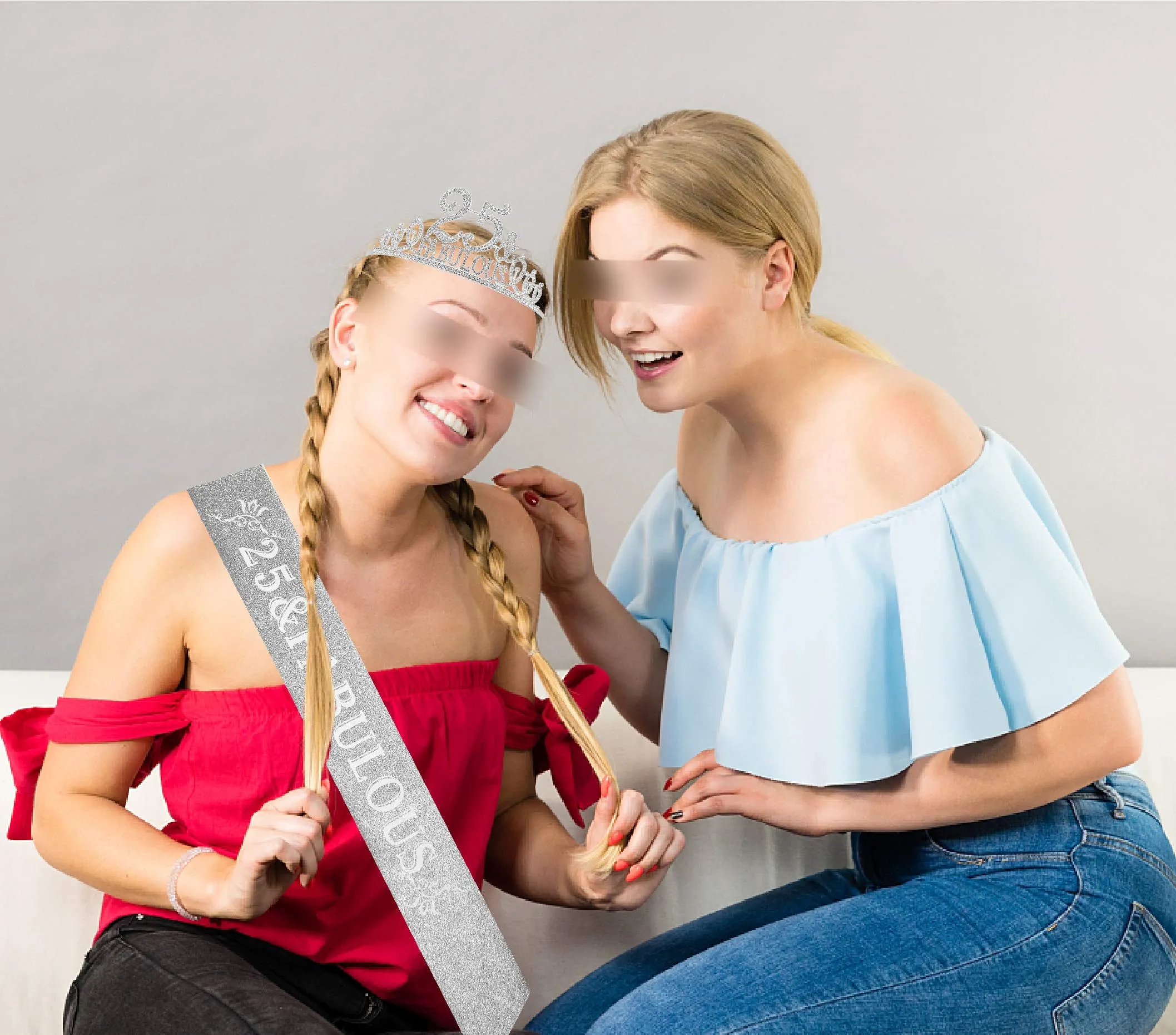 25th Birthday Gifts for Women,25th Birthday Tiara and Sash Silver,25th Birthday