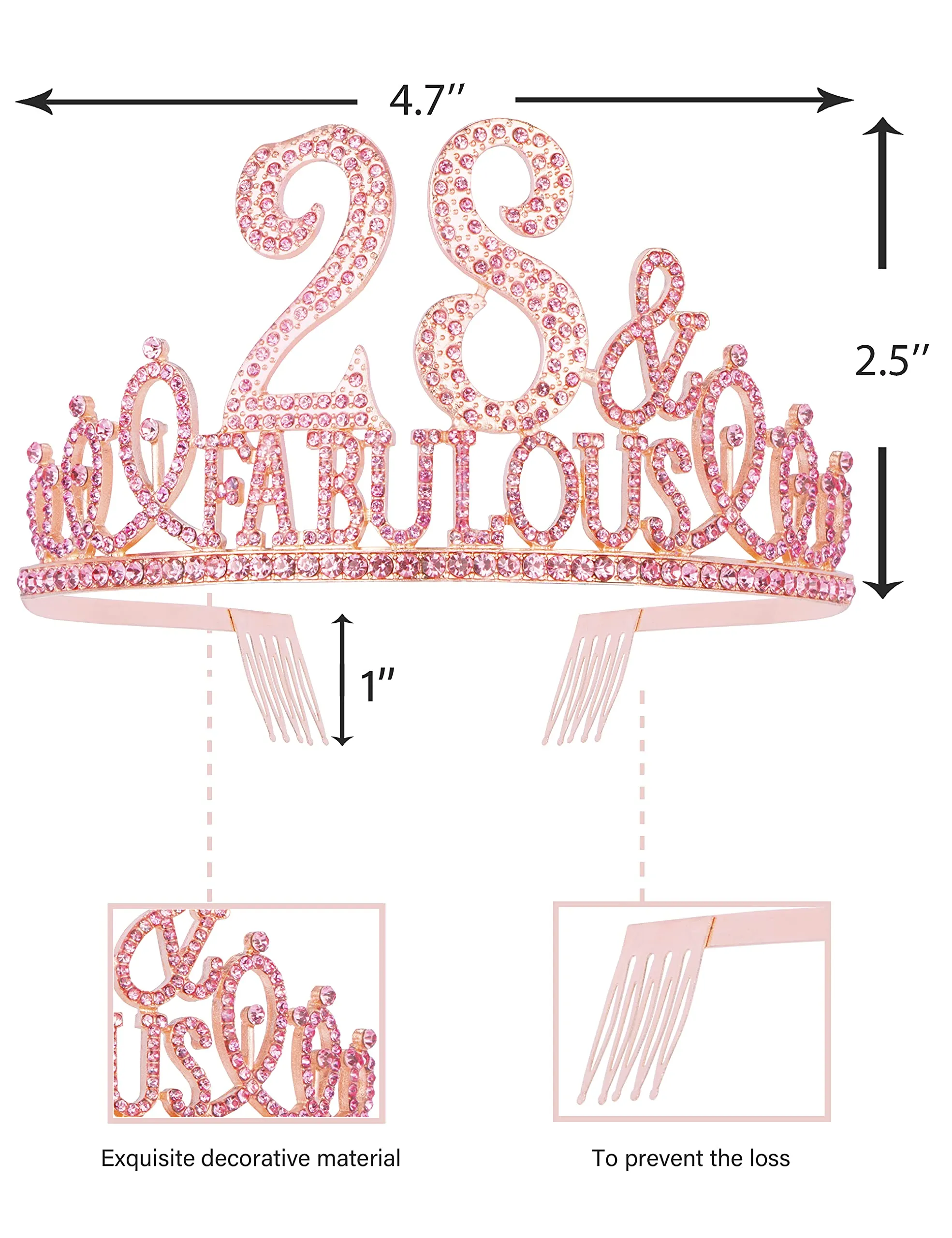 28th Birthday Gifts for Women, 28th Birthday Crown and Sash for Women, 28th Birthday