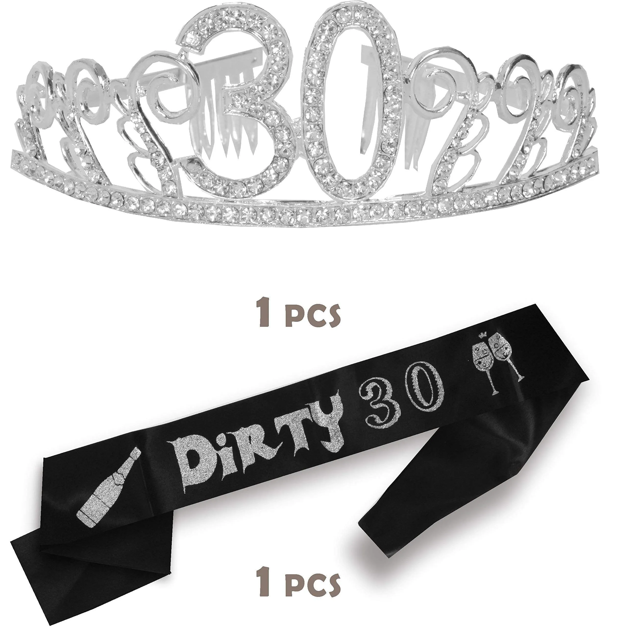 30th Birthday Gifts, 30th Birthday Tiara and Sash, HAPPY 30th Birthday Party Supplies