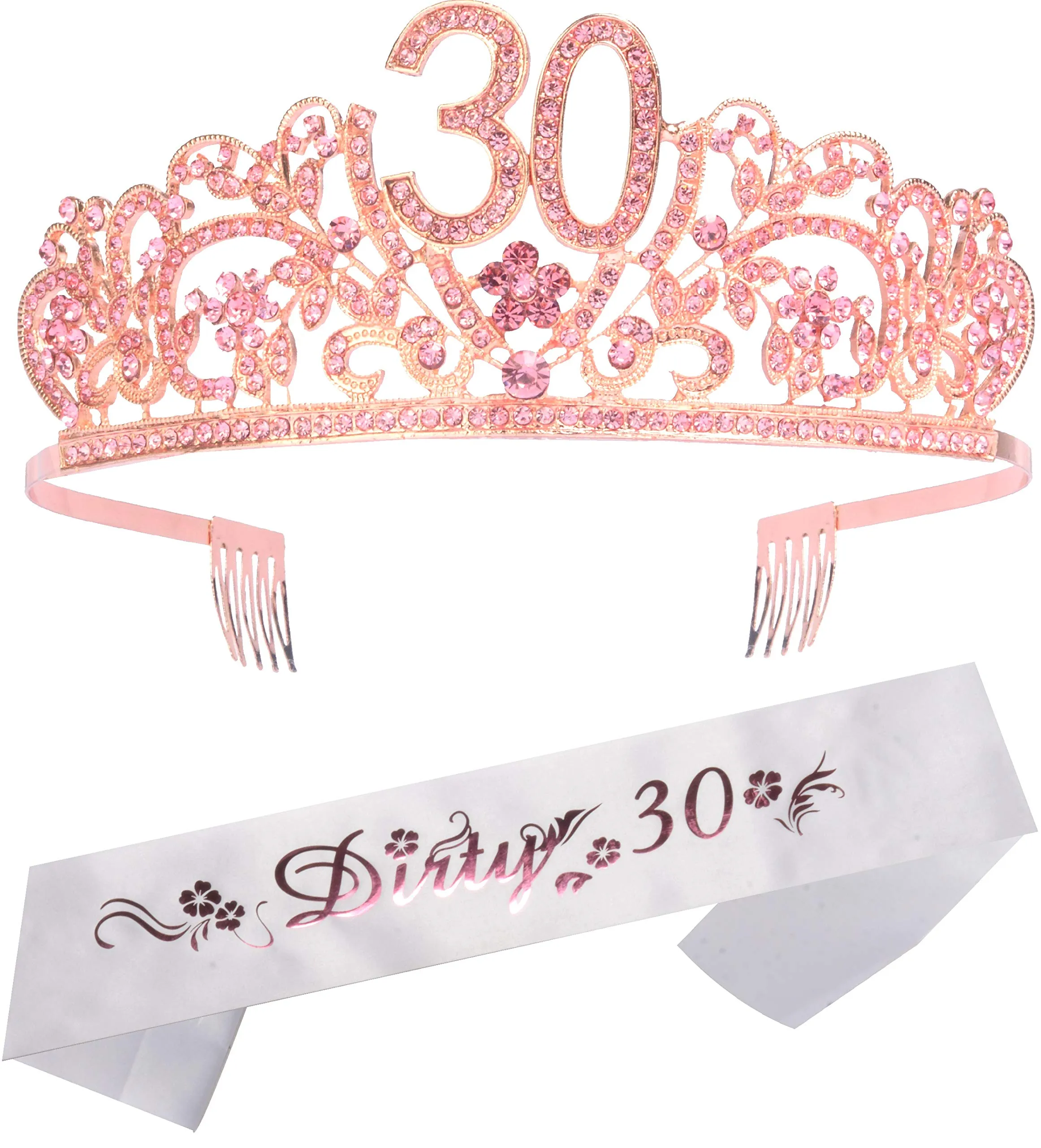 30th Birthday Gifts for Women, 30th Birthday Tiara and Sash, Happy 30th Birthday Tiaras